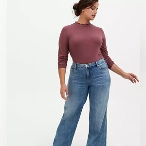 Torrid Wide Leg Vintage Stretch High-Rise Jean size 12r raw hem inseam 25 in